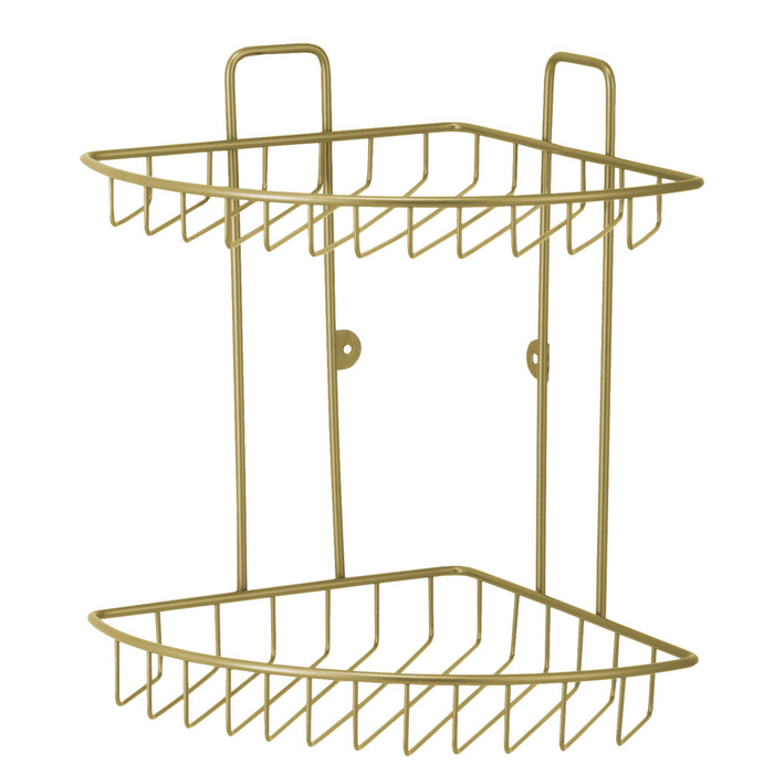 GEYSER® trådhylde hjørne dobbelt børstet guld